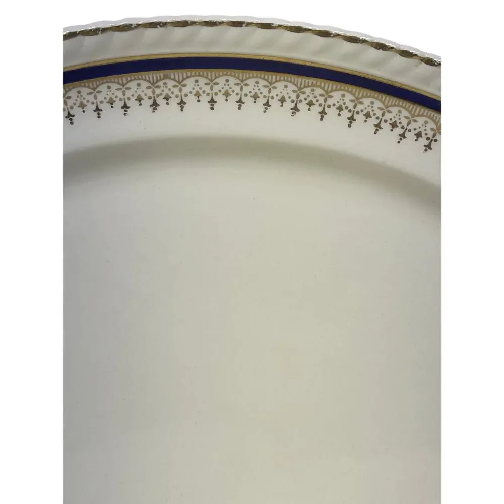 Johnson Bros Retired JB83 Windsor Ware Cobalt Blue/Gold Oval Serving Platter